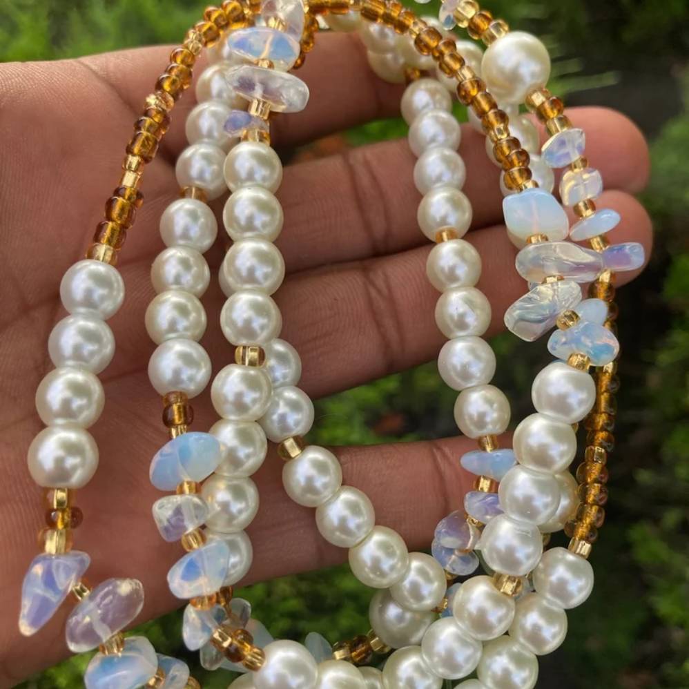 Opalite & Pearl Waist Beads